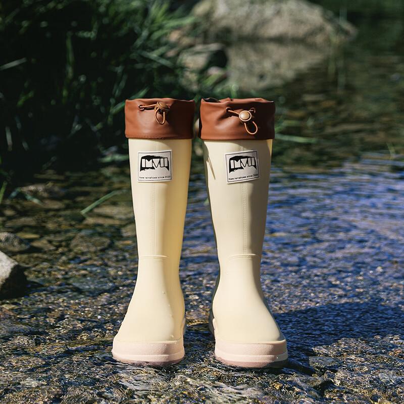 Rain Boots Rain Shoes Men's Tall Tube Waterproof and Non-slip PVC Water Shoe Cover Rain Shoe Cover Outdoor Rubber Shoes Work Shoes