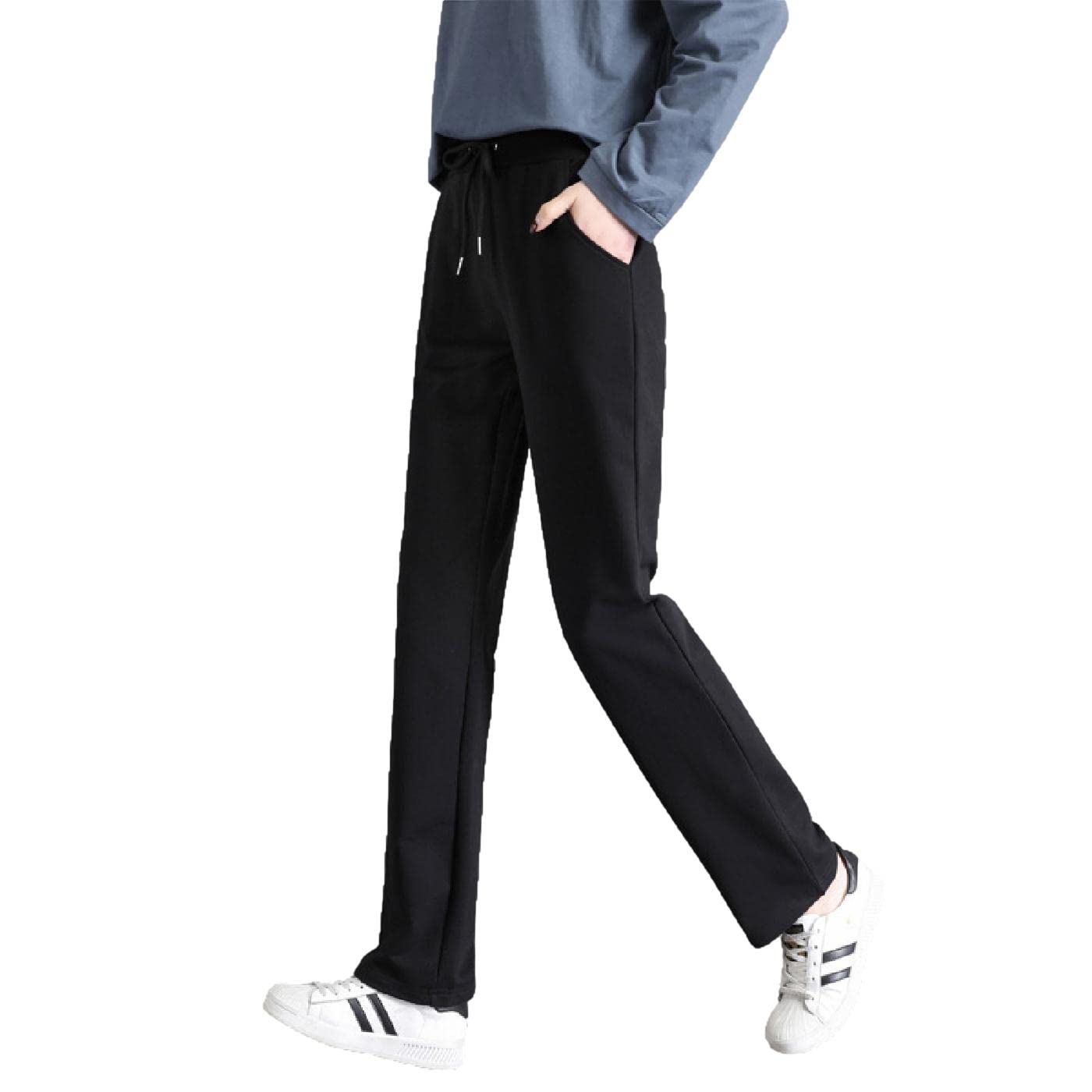 

Long long beautiful black [FARFADET] pants, sportswear, stretch, straight, women s, sweat, training, fitness, running, jersey, pants, loose, stylish, чёрный