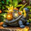 Solar Garden Outdoor Statues with Succulent and 7 LED Lights - Lawn Decor Tortoise Statue for Patio, Balcony, Yard Ornament - Unique Housewarming