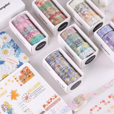 5 bucăți creative PET transparent limbaj flori și hârtie autocolant bandă cutie cadou DIY material decorativ bandă broșura