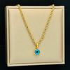 Blue Devil's Eye Titanium Steel Pendant Necklace - Trendy European & American Fashion Jewelry for Women