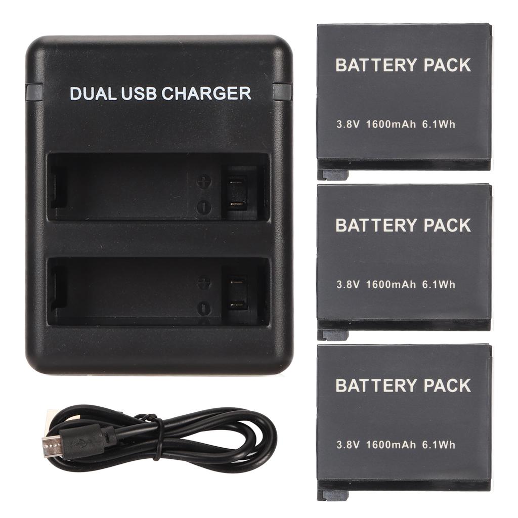 Camera Charger and Battery Dual Channel USB Camera Battery Charger and 3 Pack 1600mAh 3.8V