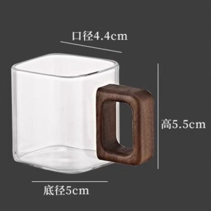 Kleine Capaciteit Versgemalen Koffie Glazen Koffiemok Met Walnoothouten Handvat Thuis Ontbijt Melk Thee Kopjes en Mokken Drinkgerei