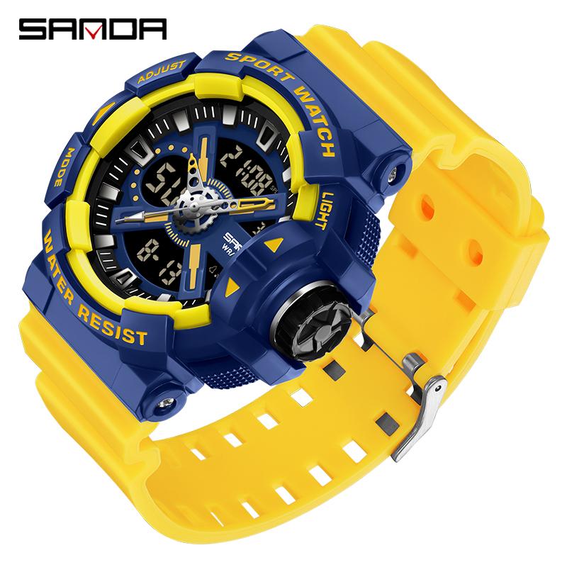 

SANDA Новые электронные часы, многофункциональные мужские молодежные часы, спортивные водонепроницаемые часы для спорта на открытом воздухе
