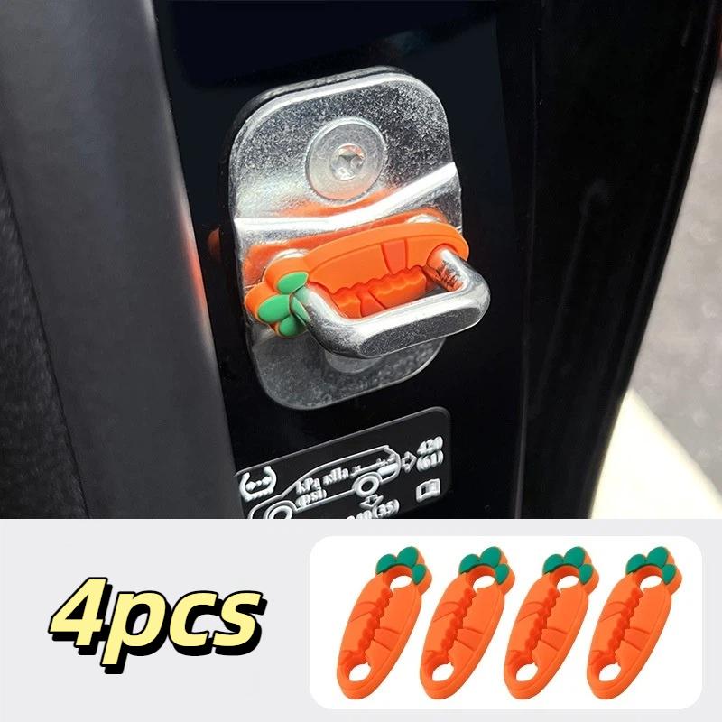 4Pcs Silicone Car Door Lock Sound Deadener Buffer Seal Shock Absorber Car Door Lock Protectors Soundproofing
