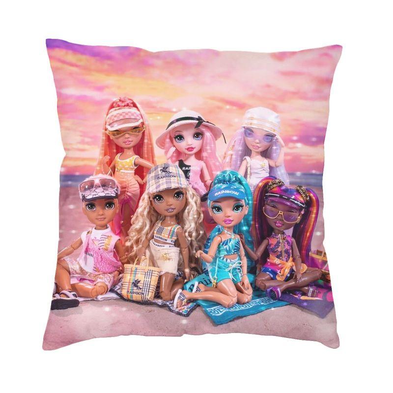 Rainbow High Dolls Characters Cushion Cover Soft Velvet Luxury Pillow Case Decoration Salon