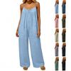 Damjumpsuit, Casual och Lös Passform, med Rygglös Design med Vintage Tunna Axelband. Denna mysdress är gjord av bomull och li