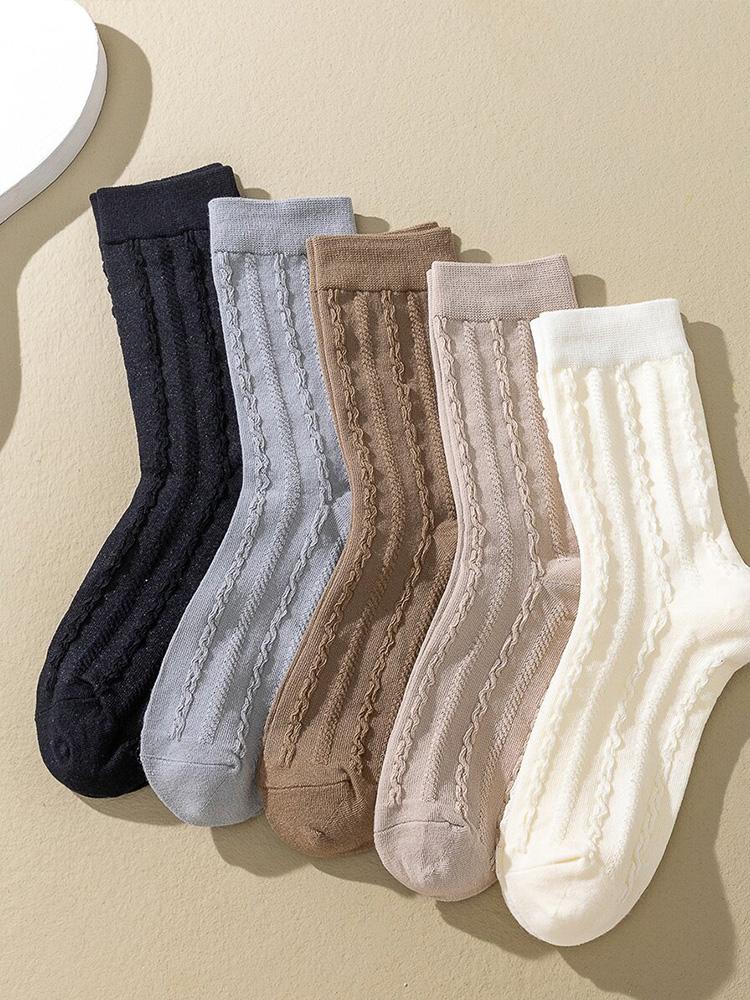 

Универсальные носки средней длины на все сезоны, спортивные носки для мужчин и женщин, повседневные хлопковые носки, однотонные носки в стиле ретро с косичками. One Size