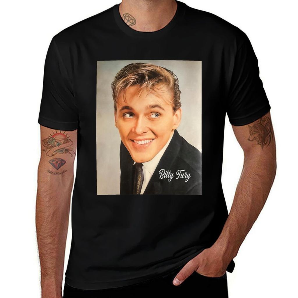 Gift For Unisex Light Blue Billy Fury Vintage Photograp Tshirt Cotton T Shirts Unisex 100 Tshirt