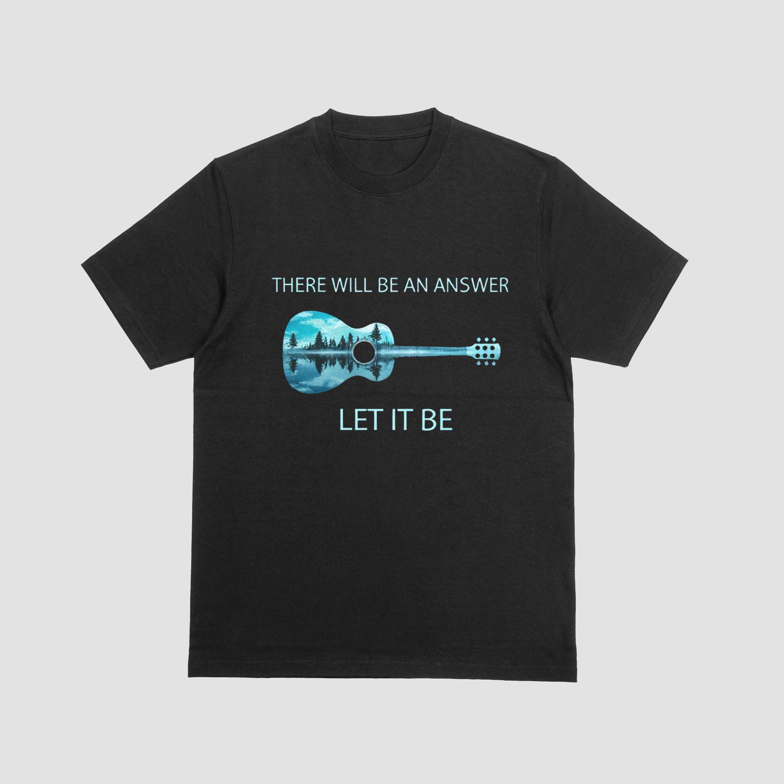 Let It Be Guitar T-Shirt There Will Be an Answer Inspirational Music Tee S