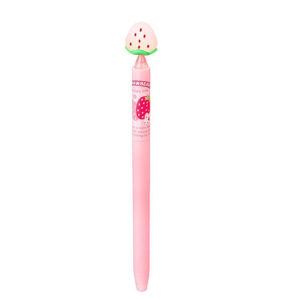 Strawberry-colored erasable pen for students, creative blue magic twist pen, cute and feminine gel pen