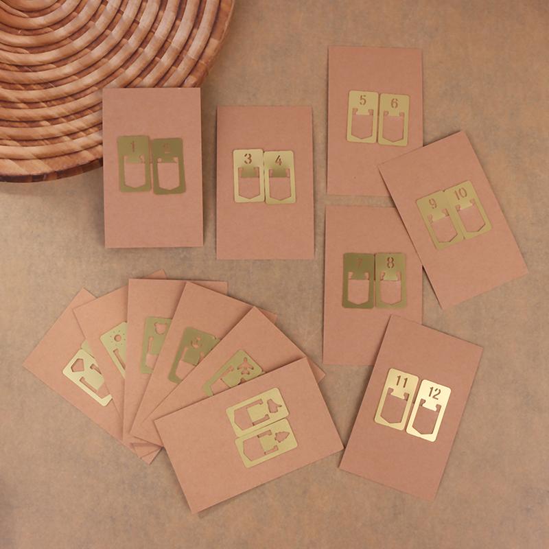 12Pcs Copper Bookmark Retro Brass Metal Bookmarks For Traveler'S Notebook Monthly Planner Accessories Vintage Stationery