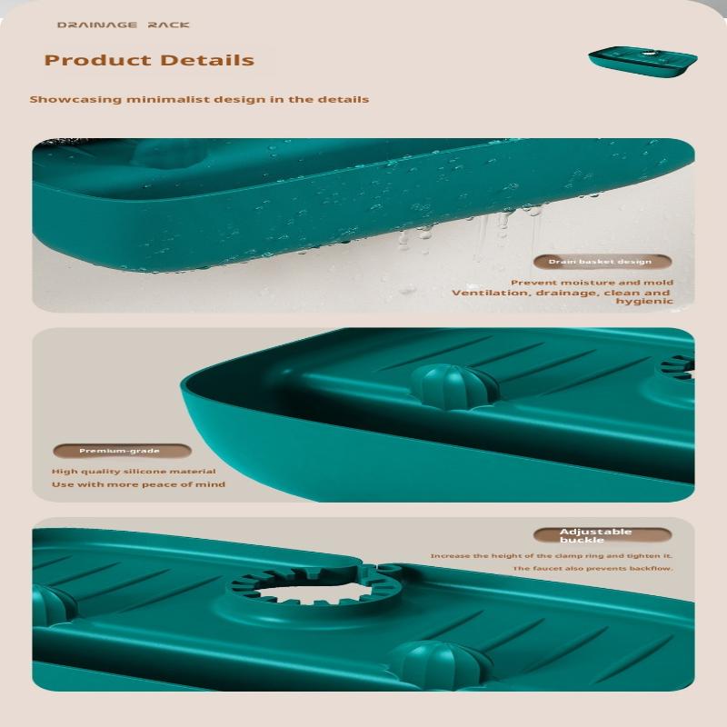 Silicone Kitchen Faucet Mat Splash Guard Sink Mat With Sponge Holder Caddy Catcher Bathroom Countertop Mat