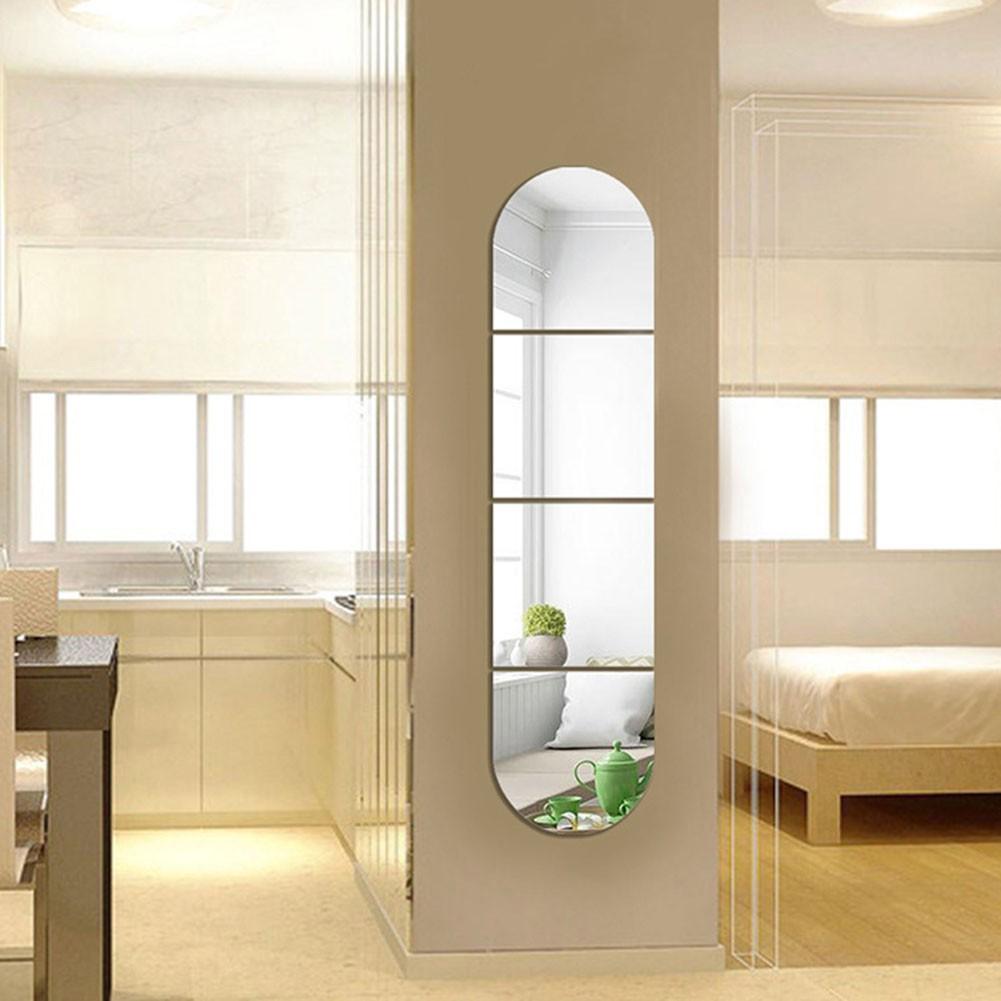 Flexible Wall Mirrors Set of 4 Soft Acrylic Rounded Squares for Home Use