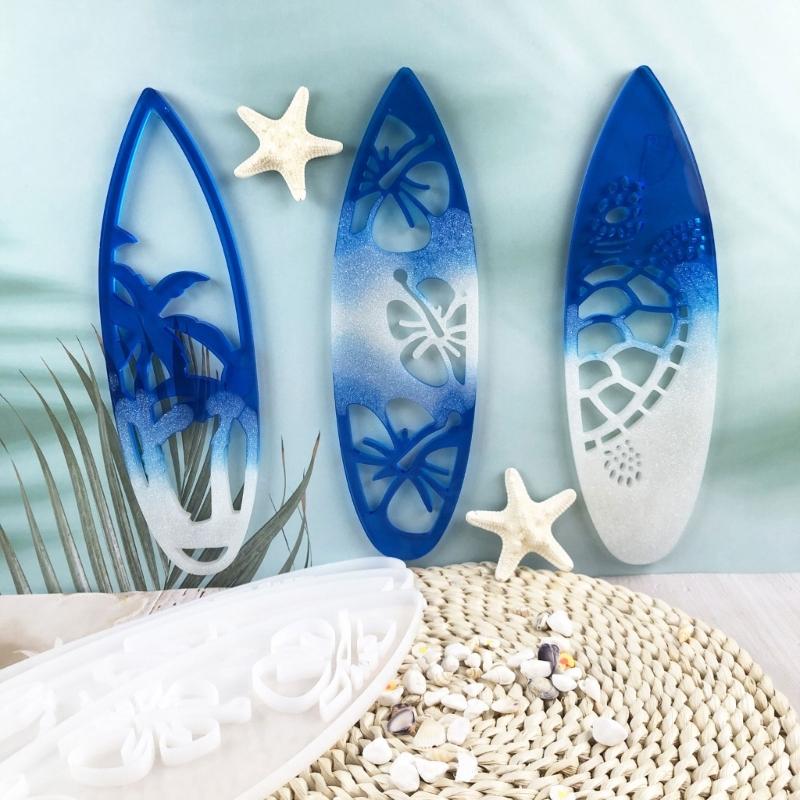Flexible Silicone Mold Surfboard Shaped Wall Decorations Mould Epoxy Resin Moulds Jewelry Tool for Craft Enthusiasts