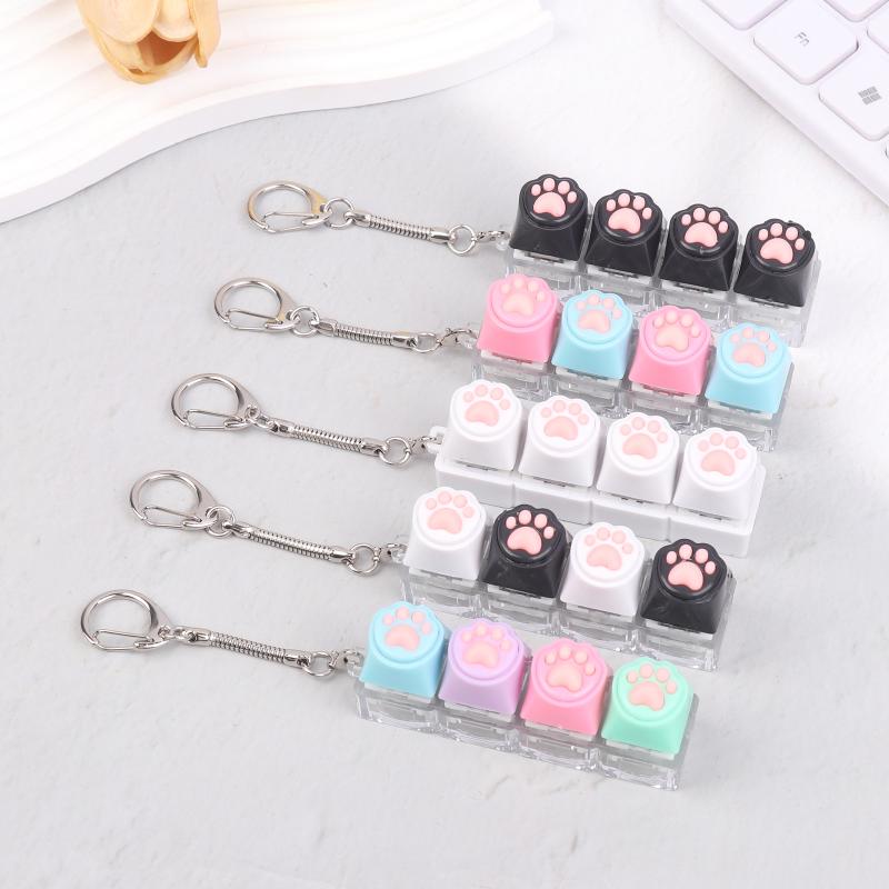 Silicone Cat Paw Keychain Stress Relief Toy For Keyboard Lovers Portable Keyring Gifts