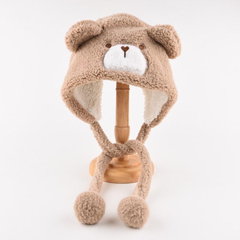 

Милая шапка Thunderbolt Blush Bear из овечьей шерсти, женская зимняя теплая универсальная ветрозащитная кепка для езды на велосипеде One Size коричневый