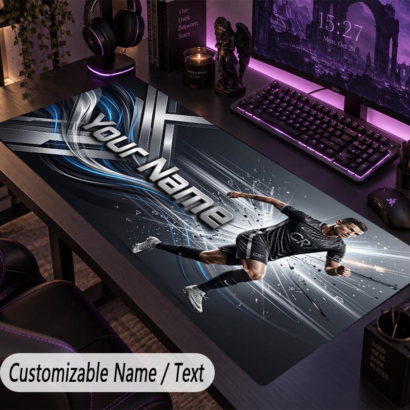 Large Mouse PadCristiano Ronaldo Custom Name Text Personalized Desk Mat Non Slip Gaming Pad