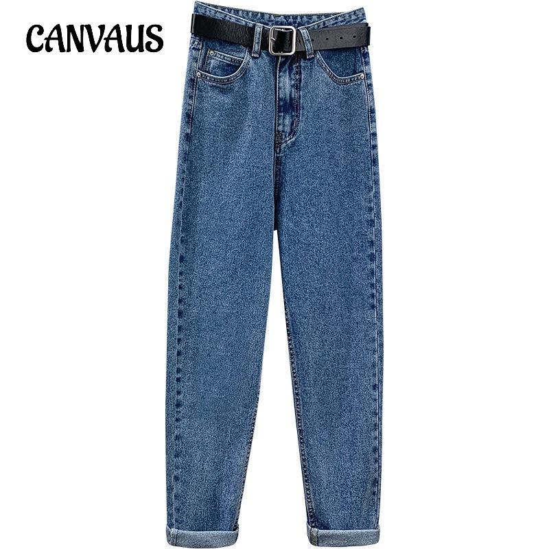 

Джинсовые прямые брюки Женские джинсы с высокой талией Свободные девять десятых цента Брюки-репка Harlan S чёрный