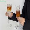 Vertical Striped Tall Wine Glasses,Ribbed Fluted Champagne Flutes for Cocktail & Party Use