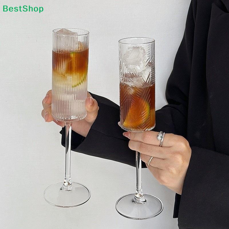 Vertical Striped Tall Wine Glasses,Ribbed Fluted Champagne Flutes for Cocktail & Party Use