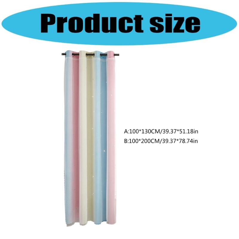 Double Layers Ombres Sheer Curtains With Star Pattern Rainbow Color Changing Window Treatments for Interior Designs