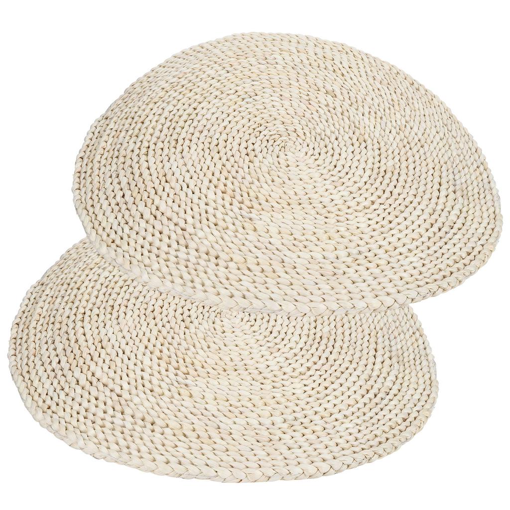 2Pcs Hand Made Round Tatami Cushion Bay Window Pouf for Yoga Zen Tea Ceremony Decoration