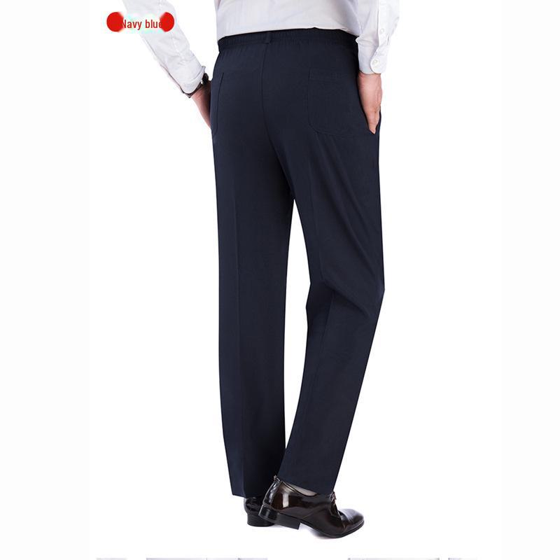 

Дышащие повседневные брюки с цветочным принтом из шелка и эластичным поясом для людей среднего и пожилого возраста