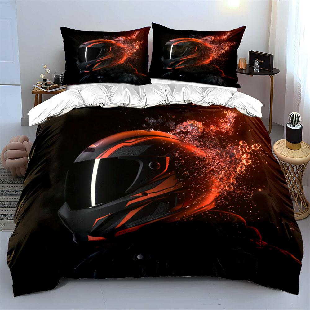 Motorcycle Helmet with Bubbles. Bedding Sets Duvet Cover Sets Duvet Covers Pillowcases(1*Duvet Cover 2*Pillowcases Without Duvet Insert)
