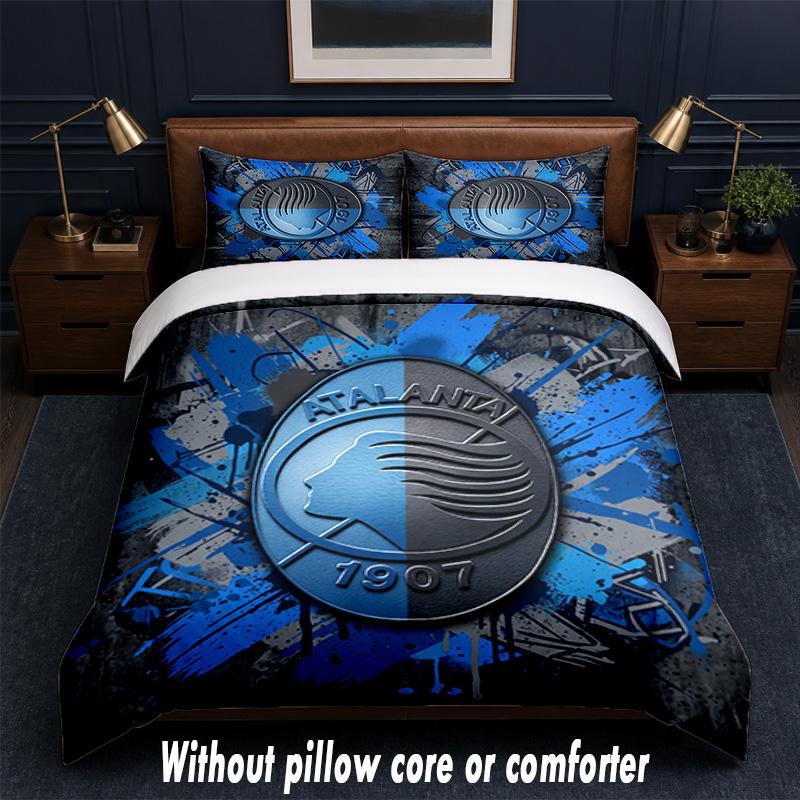 Set Biancheria da Letto Design Atalanta FC 1 Copripiumino + 2 Federe Morbido Traspirante Biancheria da Letto per la Casa