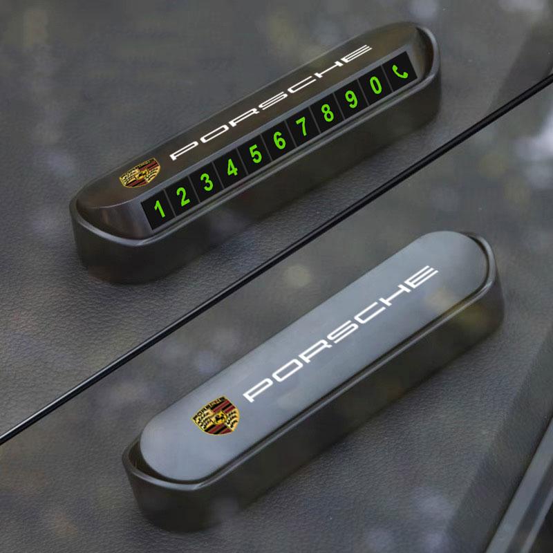 1 stk Bil Midlertidig Parkeringskort Telefonnummerkort Skilt Klistremerke For Porsche Boxster Cayenne Panamera Macan Cayman 911 918 996 917 991