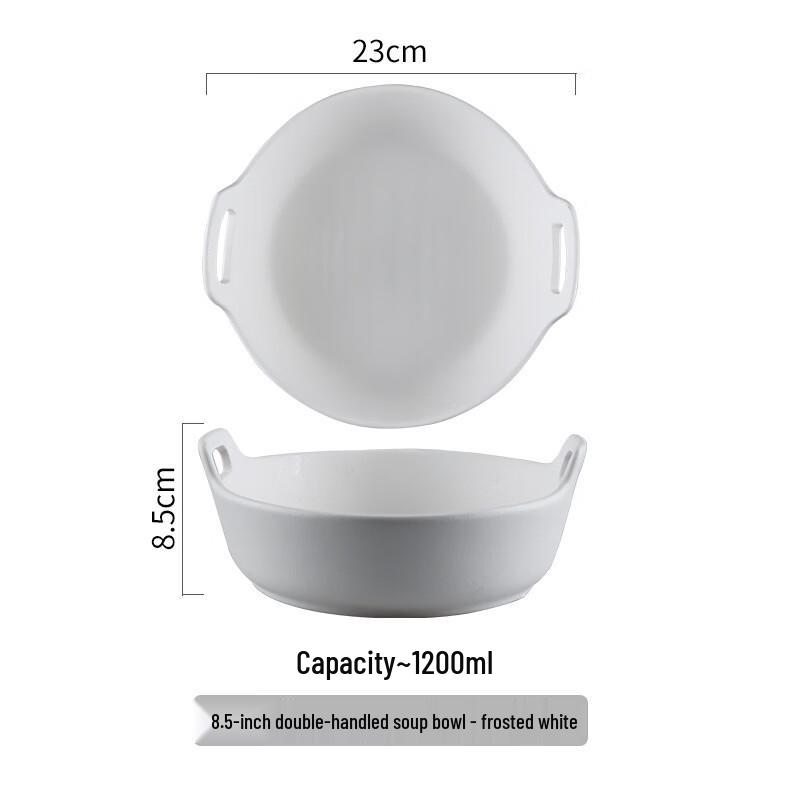 Ru Han Ceramic Double-Handle Soup Bowl