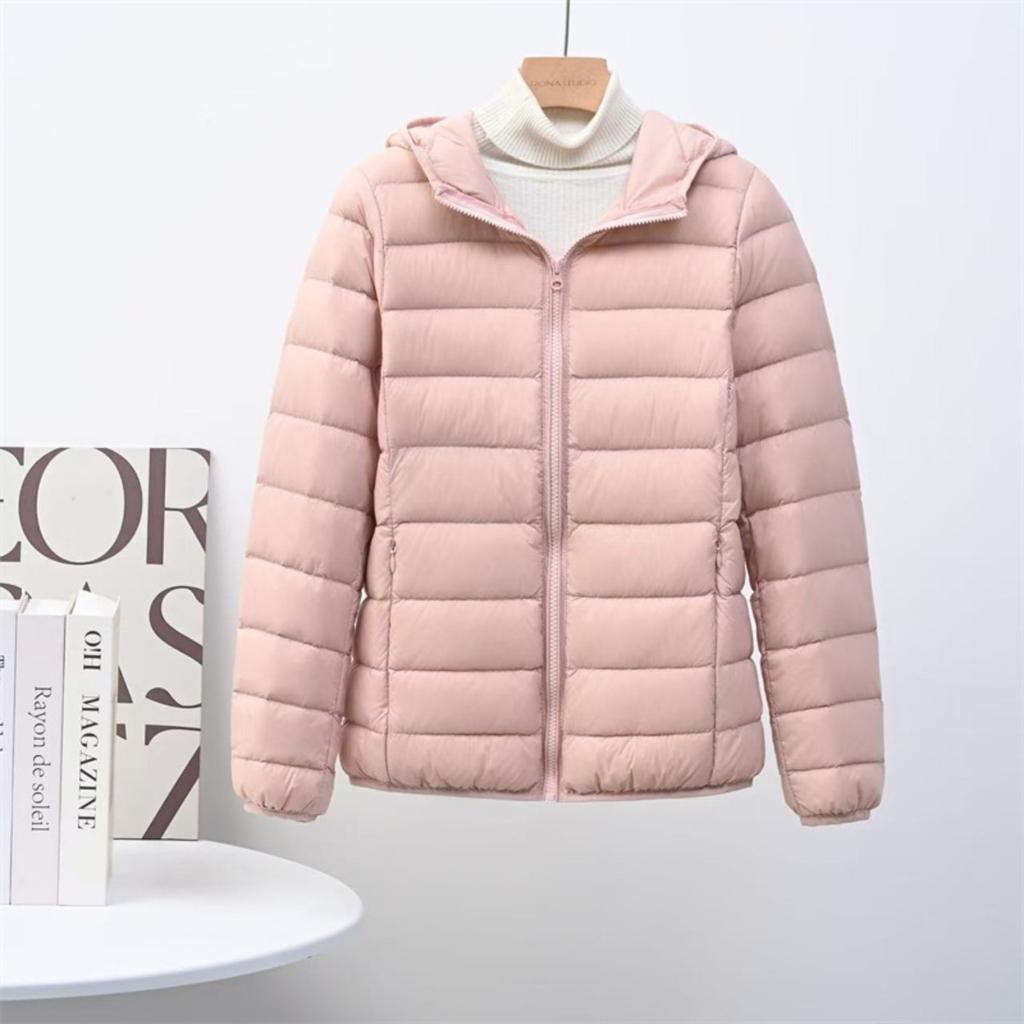 2025 Autumn Winter New Women's Lightweight Down Jacket Short Hooded Slim Plus Size White Duck Down Coat