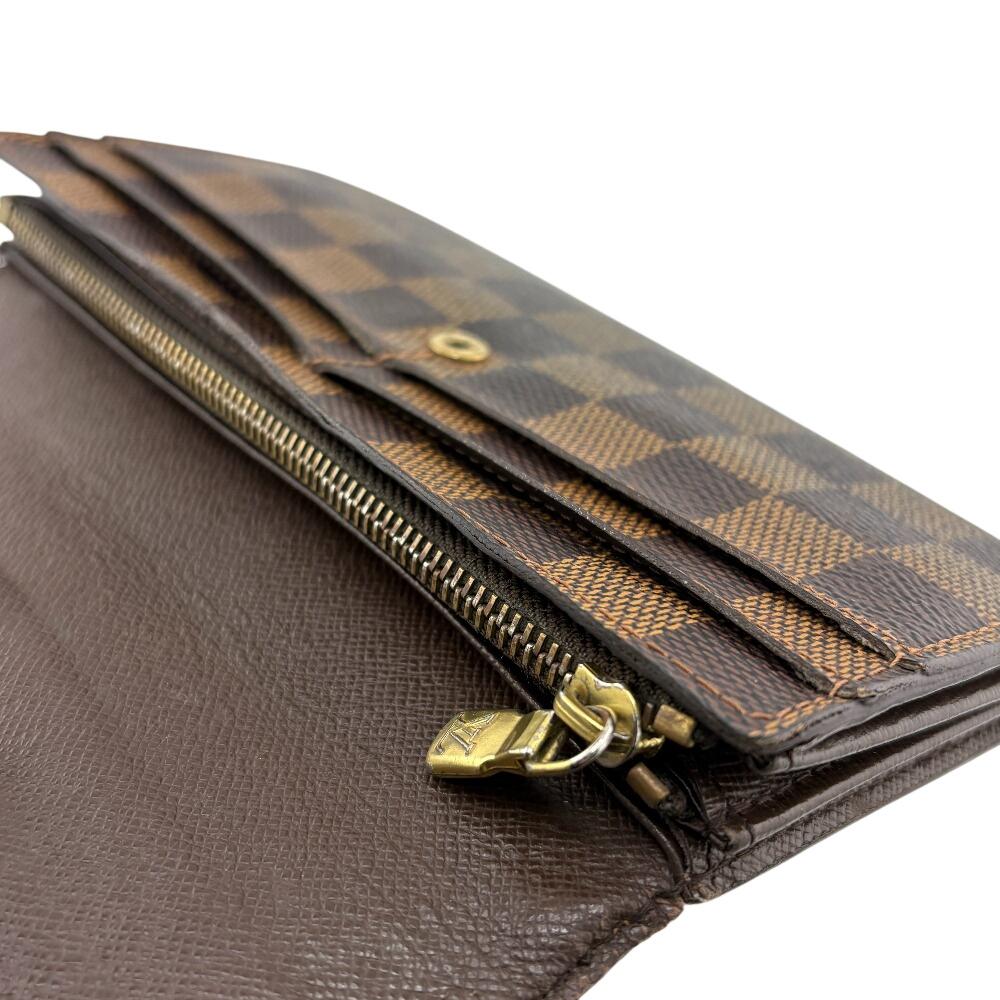 LOUIS VUITTON N61734 Coin case Damier Ebene leather Portefeiulle Sarah Purse Brown leather unisex Used