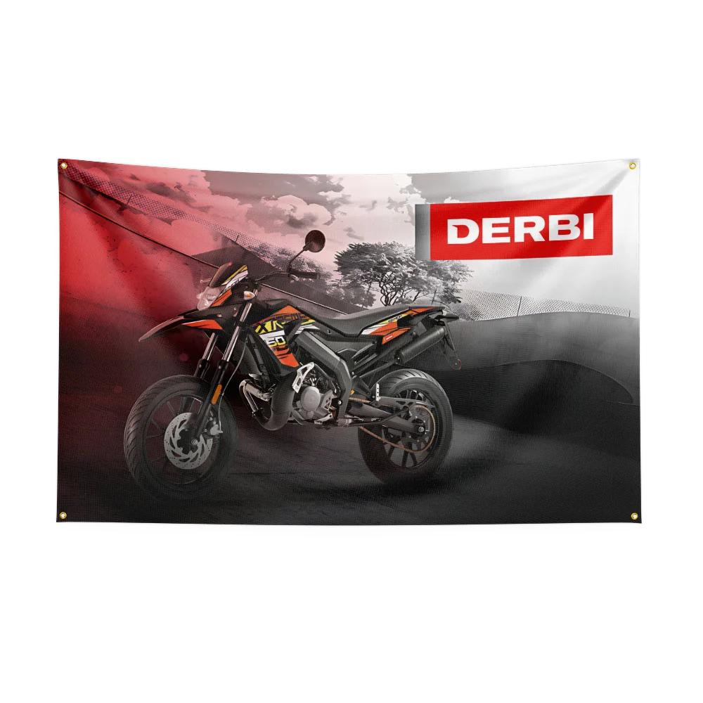3x5 Ft DDerbi Motorcycle Flag Polyester Digital Printing Banner for Garage Wall Art Out Door Decoration With Brass Grommets