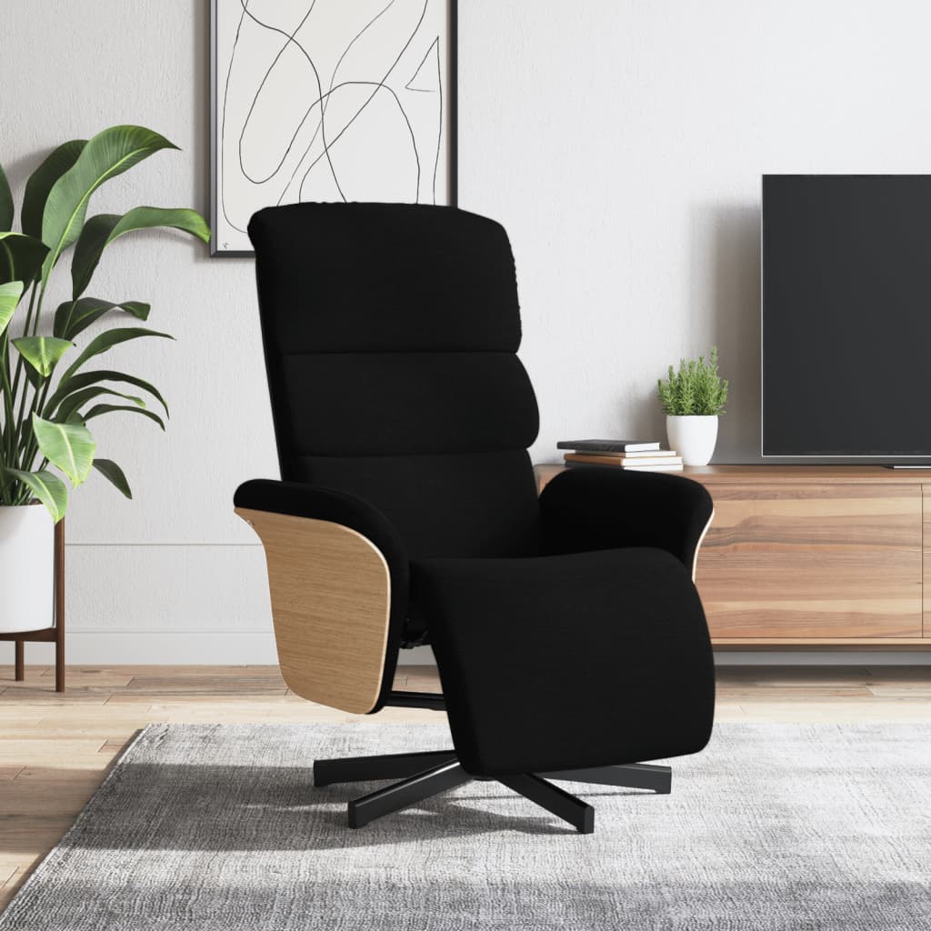 Reclining Armchair with Footrest Black Fabric