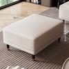 Faux Leather Ottoman Stool with Solid Wood Base, Modern Footrest for Living Room, Adjustable Padded Step Stool Shoe Bench
