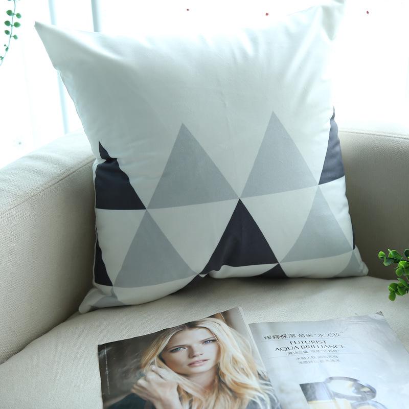 Warm Yellow and Gray Geometric Striped Pillowcase Pattern Sofa Thickened Short Plush Simple Cushion Cover Does Not Include Pillowcases