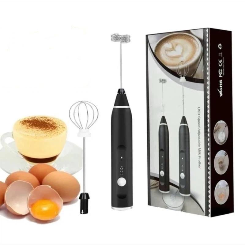 Batidora de Huevos Eléctrica de Mano Recargable 3 Velocidades Varillas de Acero Inoxidable Para Horneado Casero Espuma de Café Crema Postres