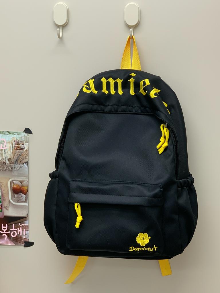 Schoolbag Japanese texture light blue letter embroidery casual backpack primary school students class holiday cram school lightweight small schoolbag