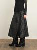 Ed Mang Asymmetrical Flare Check Long Skirt - Gray