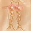 1 Pair Hook Earrings, Jellyfish Design Long Draped Tassel Earrings, Translucent Imitation Pearl Beads Drop Earrings for Beach Vacations Daily Wear
