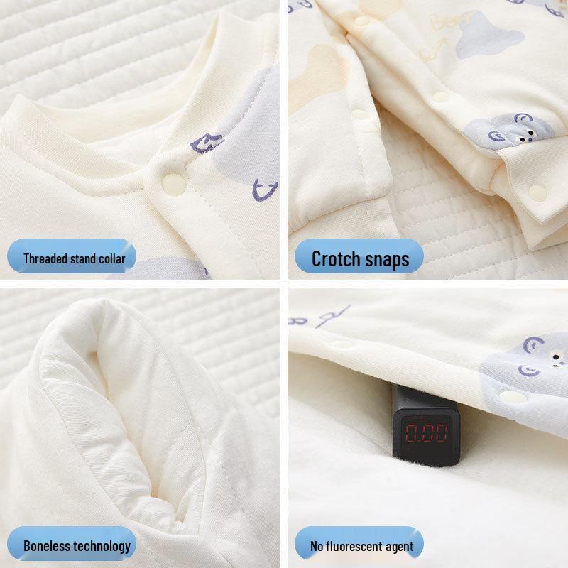 Winter-Ready Baby Bodysuit: 120g Thick Cotton Padded Romper, Pure Cotton Crawling Suit