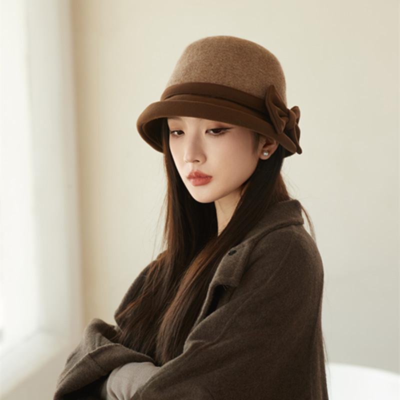 

Elegant Korean-Style Wool Bucket Hat: Versatile, Warm, and Flattering for Women M (56-58cm) кофейный