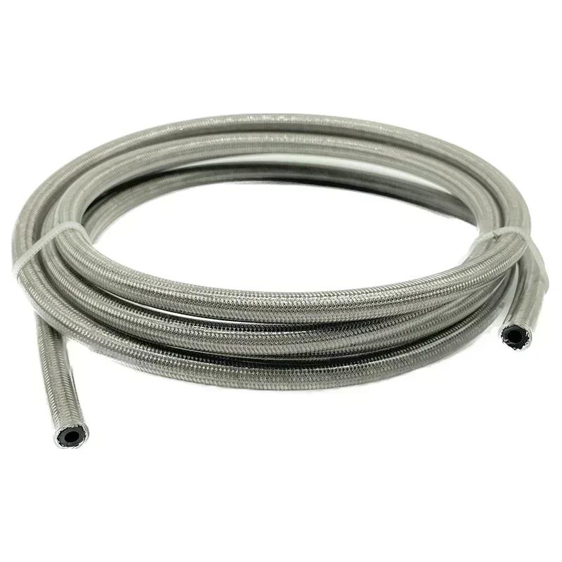 2M/6.56ft AN3 Motorcycle Braided Stainless Steel Nylon Brake Line Hose FLUID HYDRAULIC Hose Brake Line Gas Oil Fuel Tube Pipe