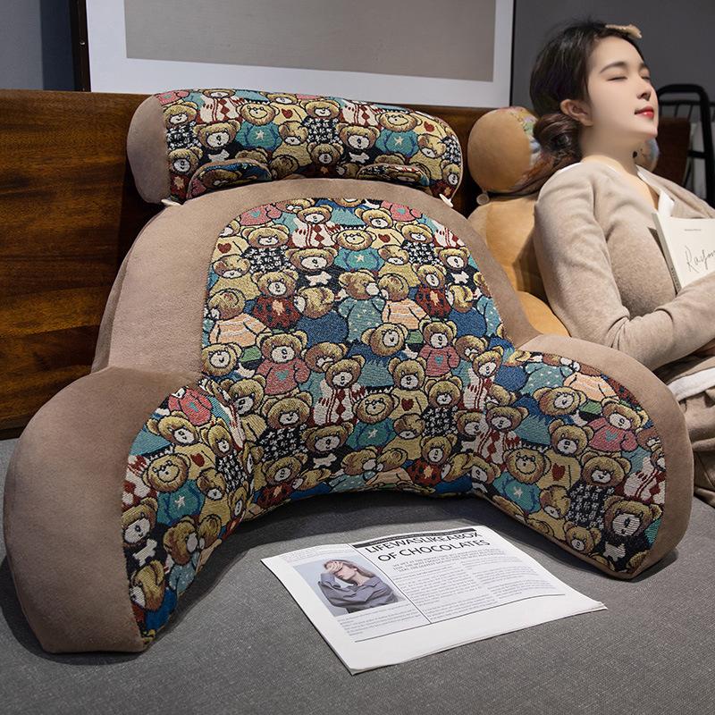 Retro Lumbar Support Large Cushion Bedside Reading Playing Sofa Pillow Home Bedroom Office Waist Protection Pillows Removable Relieve Fatigue