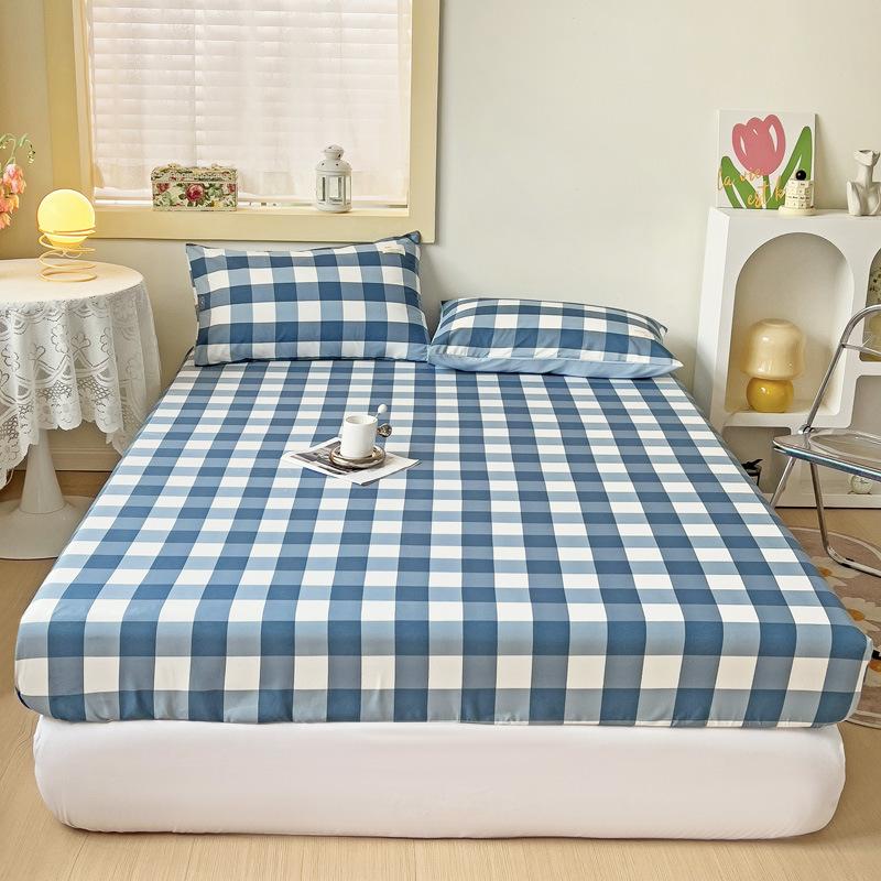 Simple abraded striped mattress single piece washed cotton non-slip fixed mattress cover bed cover Simmons mattress dust protection