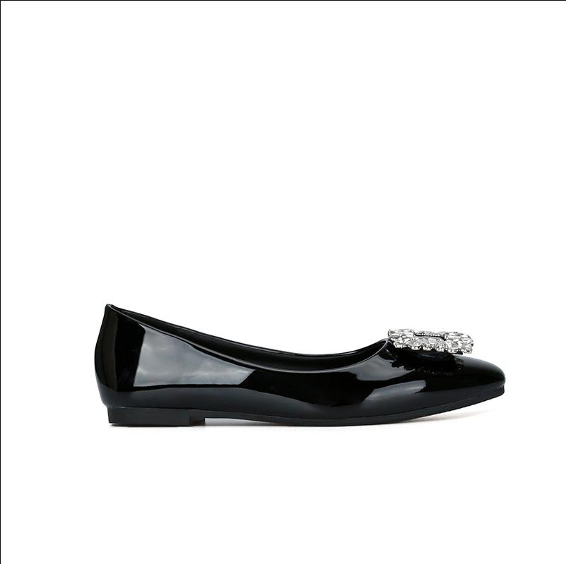 Elegant Spring & Autumn Rhinestone Buckle Square Toe Satin Flats for Women