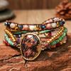 Bohemian style natural imperial stone three-layer hand-woven bracelet, vintage design, suitable for everyday wear, vacations, travel, or as a gift.
