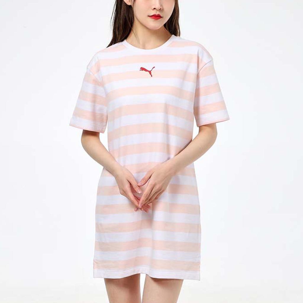 Puma Summer Breathable Loose A-Line Round Neck Short Sleeve Dress Women Dresses Pink 845867-27